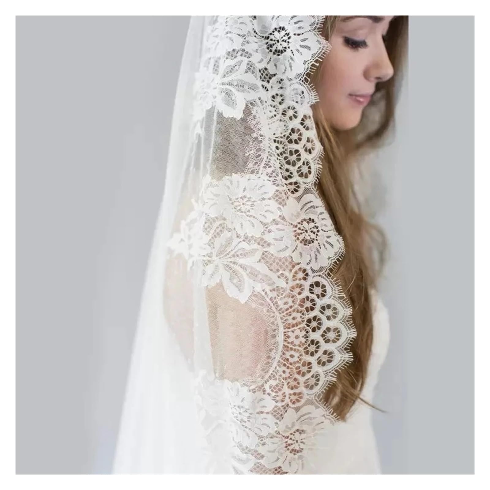 Weiß/Elfenbeinfarbener Hochzeitsschleier, 3 m langer Kamm, Spitze, Kathedrale, Brautschleier, Zubehör(WHITE,200cm)