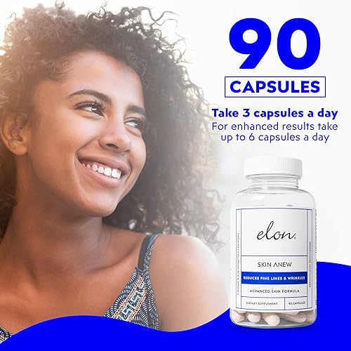 Miniatura 4 de Elon Skin Anew con colágeno hidrolizado, ácido hialurónico, extracto de semilla de uva y antioxidantes, suplemento hidratante y antienvejecimiento