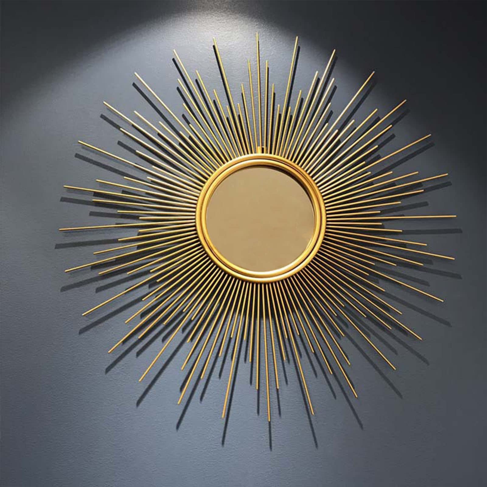 Sunburst Wandspiegel, Dekorativer Wandspiegel, Dekorativer Metallspiegel mit Gold-Finish, für Esszimmer, Wohnzimmer, Flur Veranda,60cm(24inch)