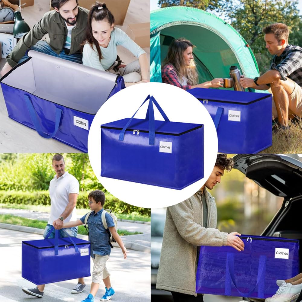 Lot de 6 sacs de rangement noirs, plus épais, imperméables et durables pour déménagement, voyage, camping