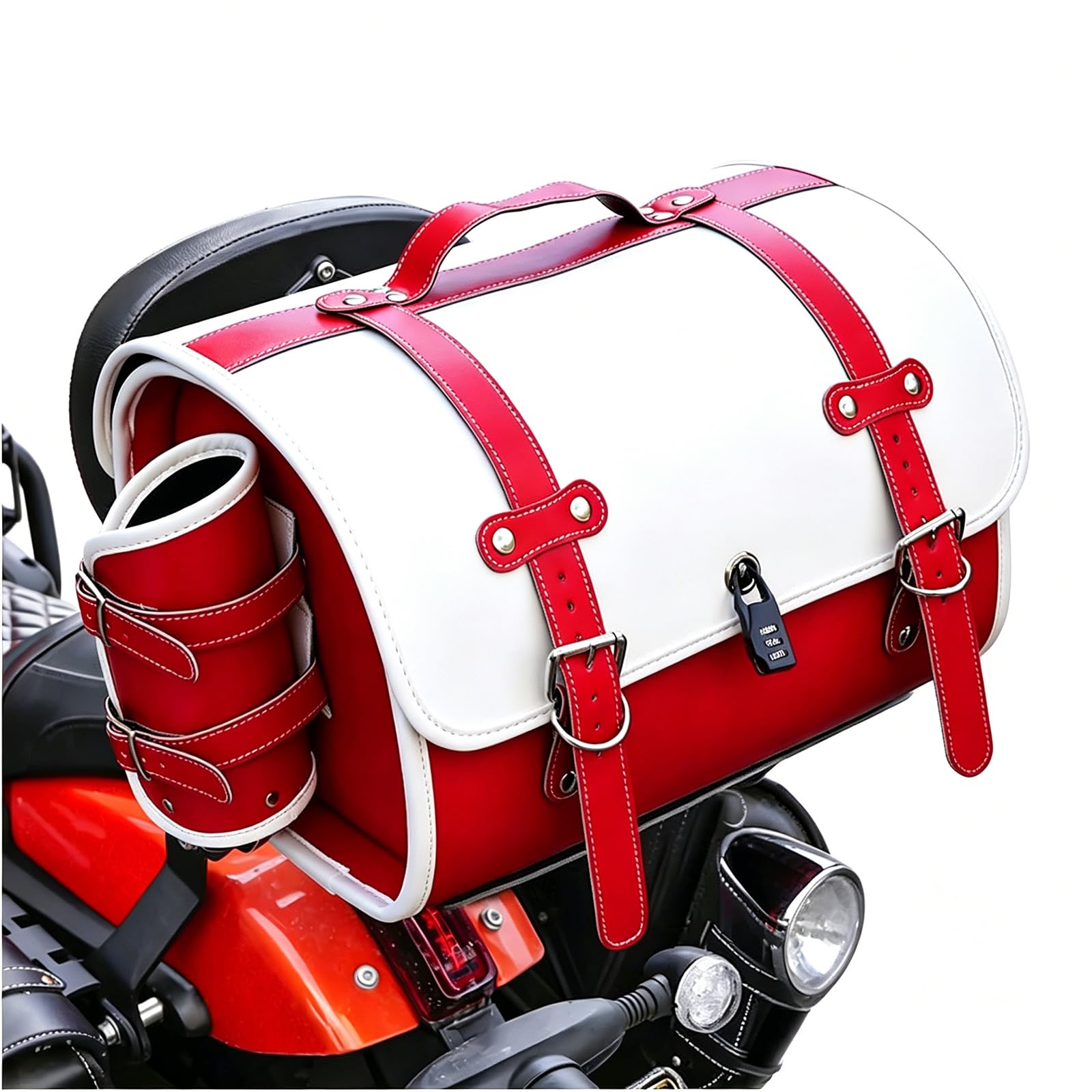 Maleta para Kymco Xciting VS 400 baúl de moto trasero color rojo y blanco
