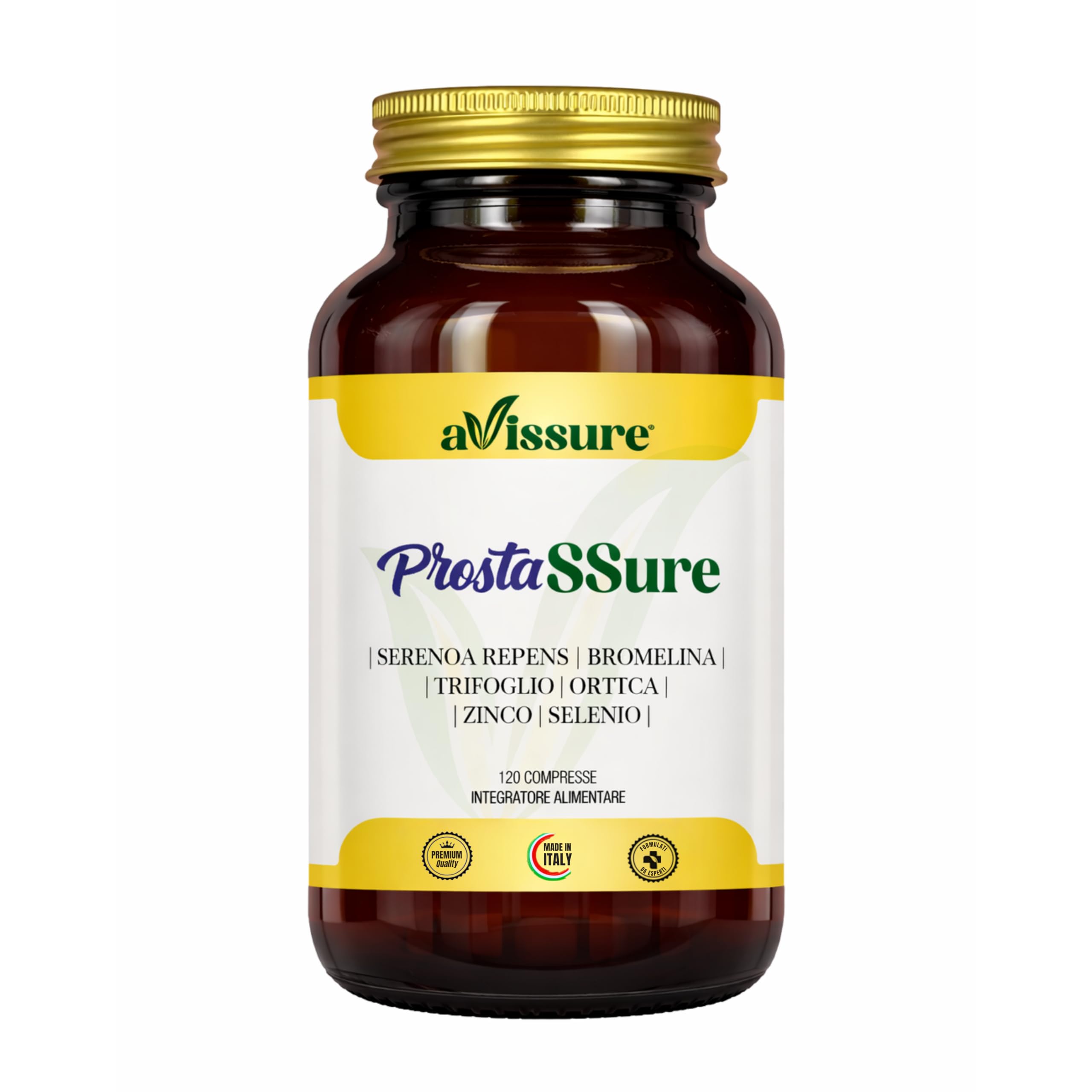 Serenoa Repens 320 mg ProstaSSure, 120 Compresse Fino a 4 Mesi, Formula con Estratto di Serenoa Repens, Ribolife, Bromelina 2500 GDU, Ortica, Vitamina B6, Zinco e Selenio, Senza Glutine, OGM, avissure