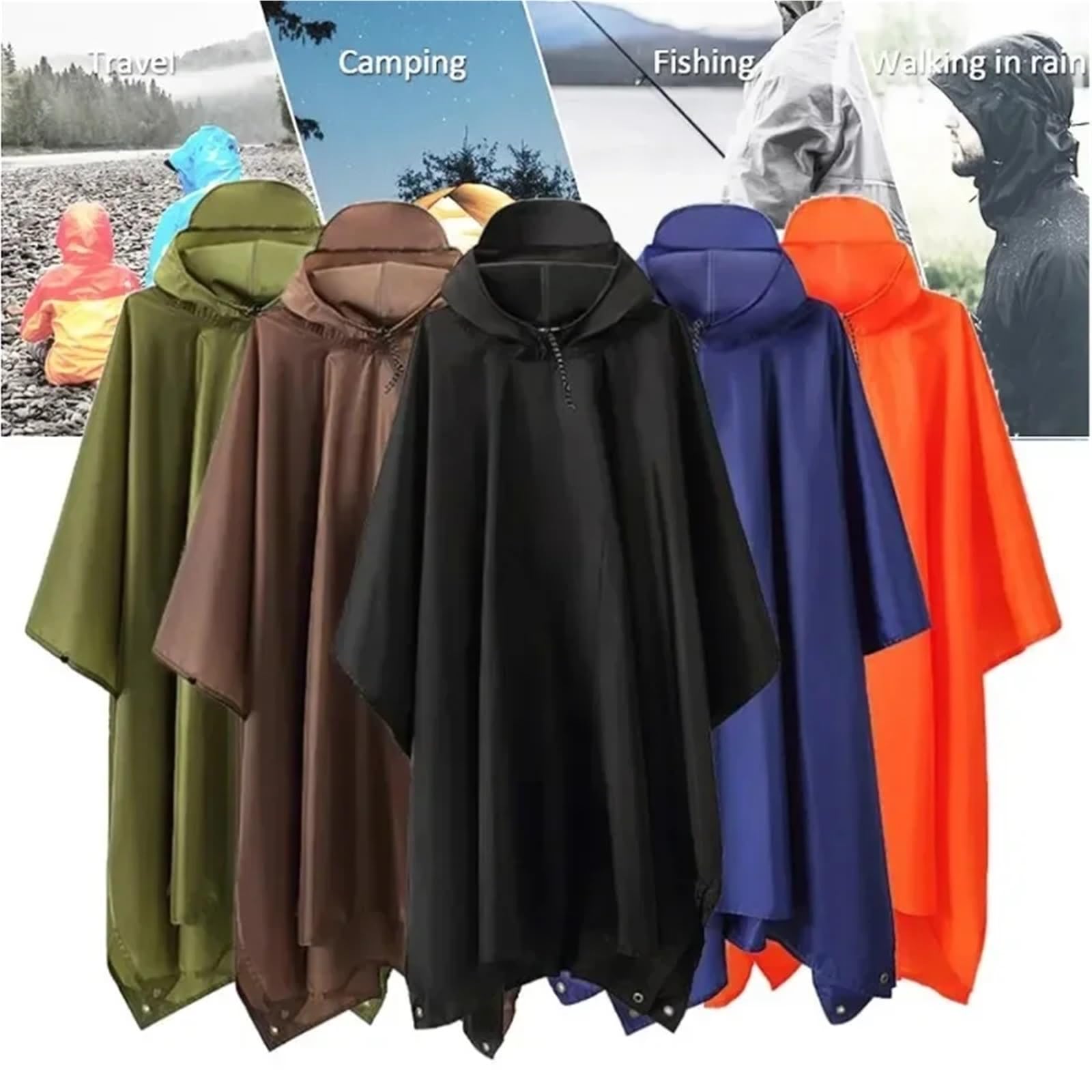 3 in 1 Raincoat Backpack Rain Cover Rain Coat Hood Hiking Cycling Rain Cover Poncho Raincoat Waterproof Outdoor Camping Tent Mat pour L'ExtéRieur(Yellow)
