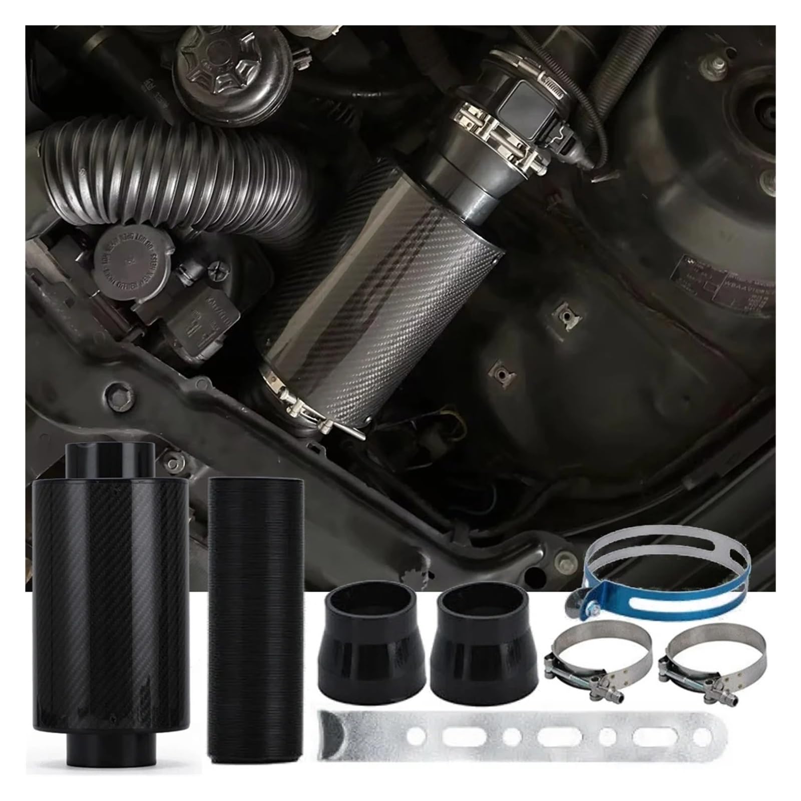Tubo Ingresso Dell'aria 1 Set Universale Per In Fibra Carbonio Filtro Aria Fredda Alimentazione Chiuso Ad Alto Flusso Aspirazione Tubo Induzione Kit Kit 76mm 3 Pollici Linea Aspirazione