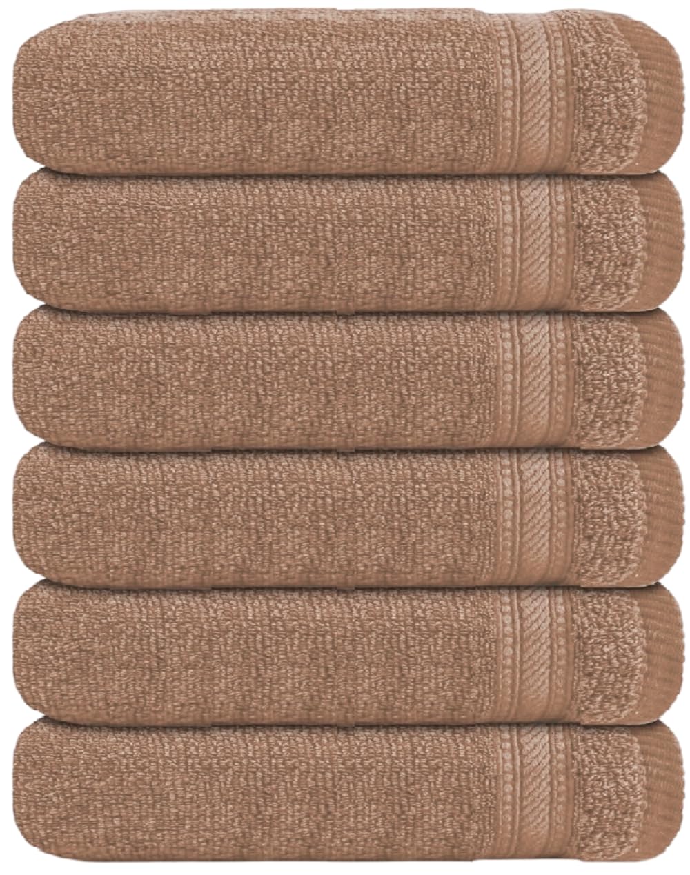 Wovenwonder Latte Luxury Flannel Face Cloth Set Egyptian Cotton Super Soft Fingertip Towels 500 Gsm Hotel Quality Soft Feel Washcloths (30 X 30 Cm) (, 6 Pack)