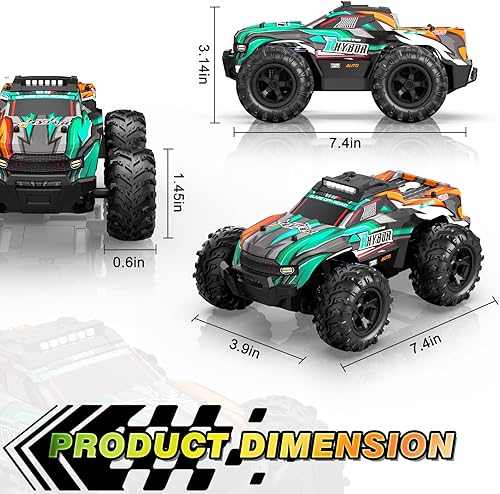 Miniatura 6 de BLUEJAY Auto a control remoto, 116 todo terreno de alta velocidad RC camión para niños, camión Monster RC recargable con luces LED geniales y