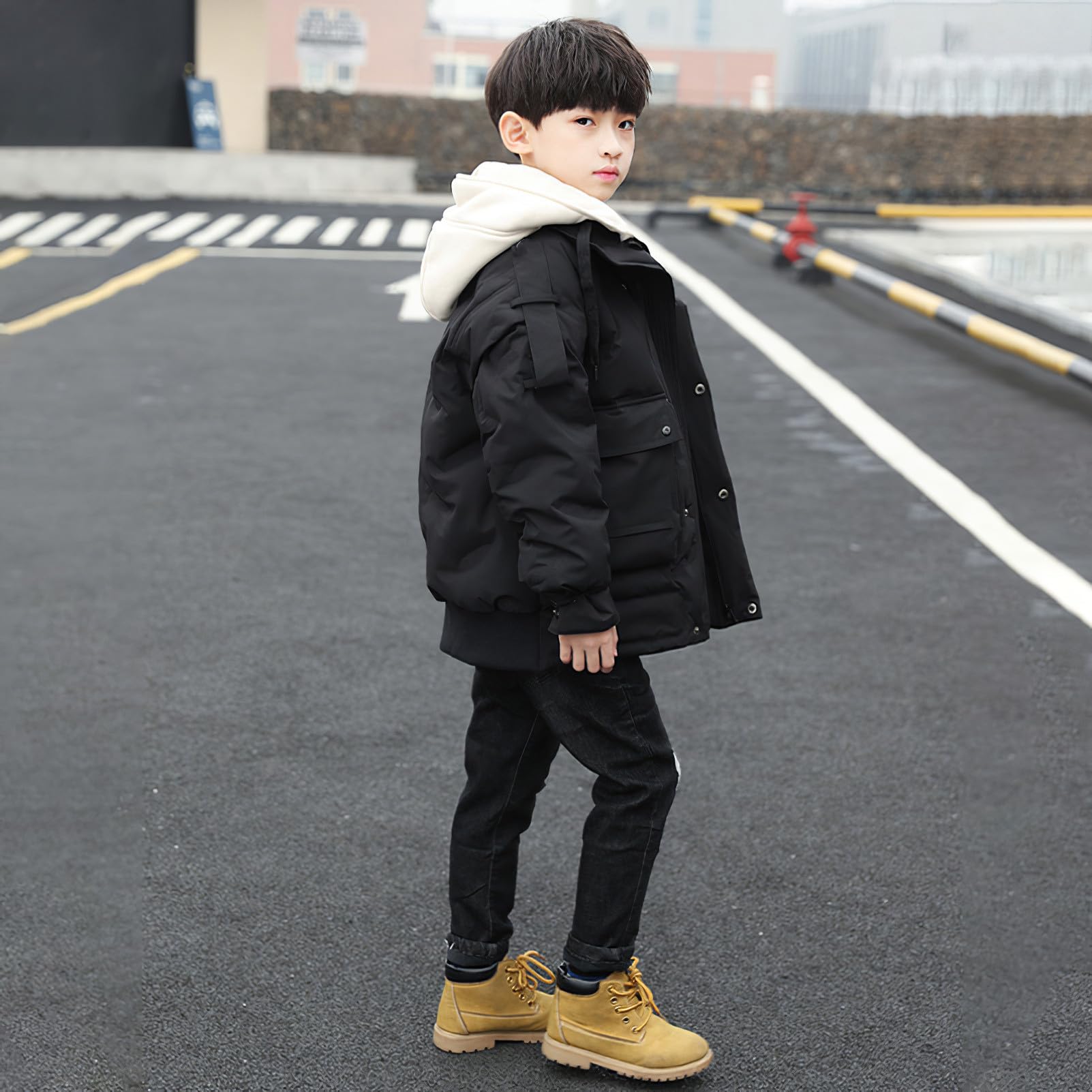 amropi Chaqueta Invierno para Niño Abrigo con Capucha Parka Cortavientos Cálido Jacket para 3-12 años
