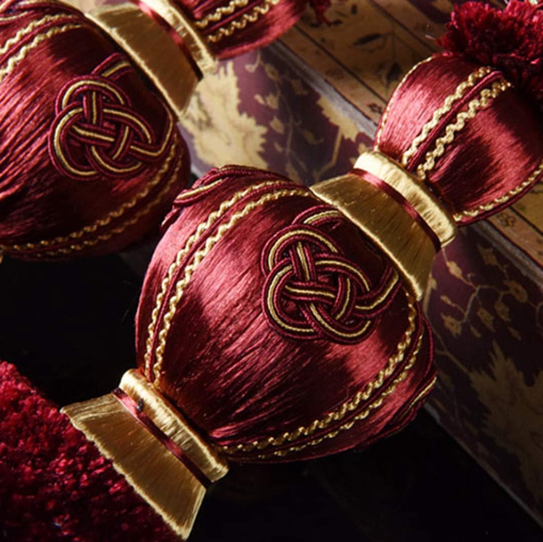 Curtain Tiebacks，Curtain Ties for Drapes，Retro Braided Curtain Tassel Tieback for Living Room Office Window Drapery Holdback Rope Luxury Window Treatment，Golden-OneSize