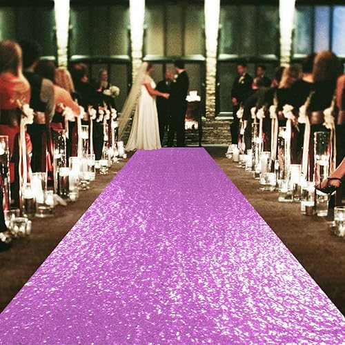 Miniatura 8 de ShinyBeauty Camino de pasillo de boda de 3 x 15 pies, con lentejuelas blancas, brillante, para ceremonias de bodas, interiores y exteriores (3 x 15