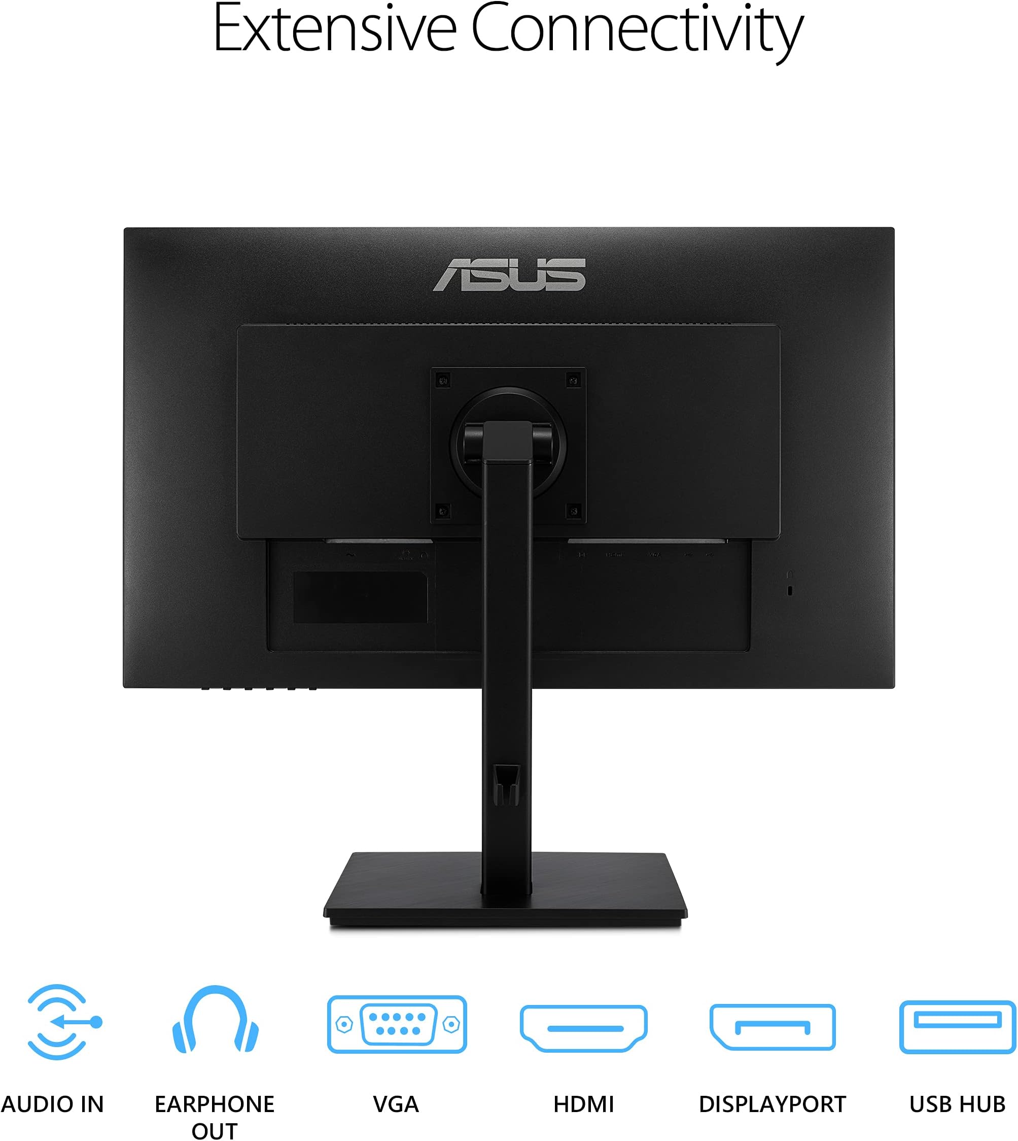 ASUS 23.8” 1080P Monitor (VA24DQSB) - Full HD, IPS, 75Hz, Speakers, Adaptive-Sync, Low Blue Light, Free, VESA Mountable, Frameless, HDMI, DisplayPort, VGA, USB hub, Height Adjustable
