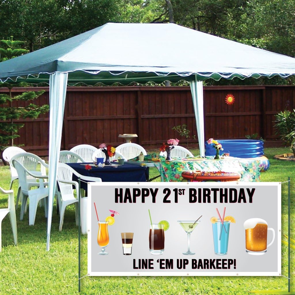 VictoryStore Yard Sign Outdoor Lawn Decorations: Happy 21st Birthday 2 feet X 4 feet Vinyl Banner (2x4 Feet)