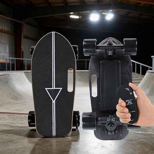 Electric Skateboards for Adults W/Dual Power Display -300w Brushless Hub Motor, 7-Layer Maple Deck, 220lbs Load, Cruise Control, 8/15 Km Range (Optional) for Teens & Pros 15km