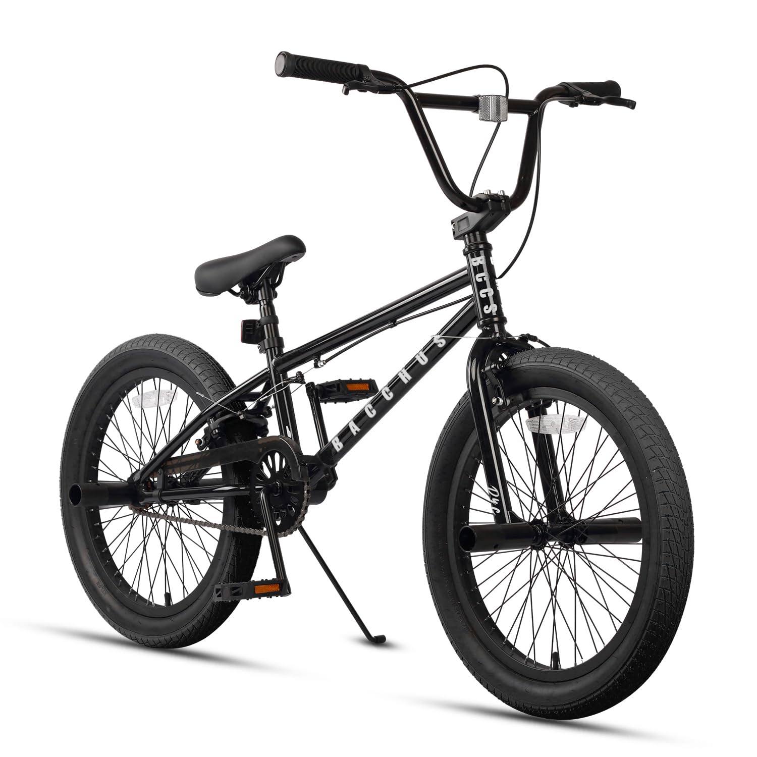 AVASTA(アバスタ)Bacchus BMX自転車 20インチ フリースタイル 子供(9歳10歳11歳12歳13歳14歳)/初心者/ジュニア練習用 耐用の高炭素鋼フレーム 前後輪Uブレーキ 街乗り 4本ペグステップ同梱 キックスタンドサイドスタンド付き 黒ブラック