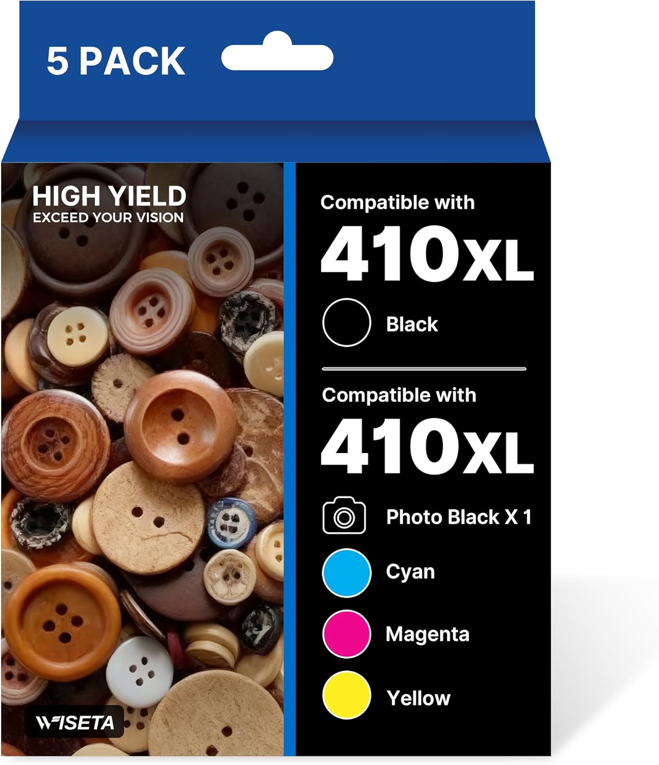 Remanufactured 410 Ink Cartridges Replacement for Epson 410XL Ink Cartridges 5 Pack Work for Expression Premium XP-7100 XP-830 XP-630 XP-640 XP-635 XP-530 (410XL Black Cyan Magenta Yellow Photo Black)