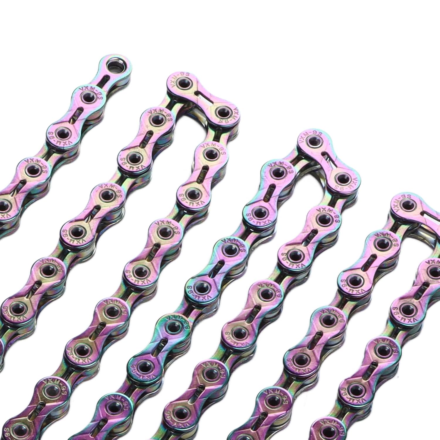 9 Speed Mountain Bike Chain, Colorful Electroplating, Carbon Steel, Durable Lightweight - High Wear Resistance, Noise - Free Performance, Ideal for Long Distance Riding