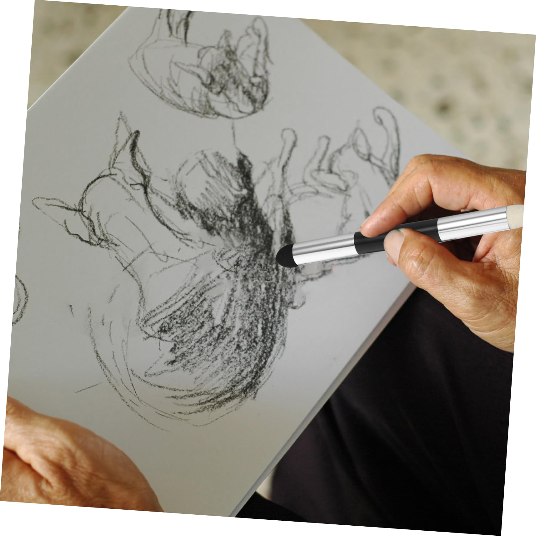 HAPINARY 6 Pcs Blending Art Set Sketching Drawing Tools Blender Pencils Erasers Sketch Wiper Pens for Artists