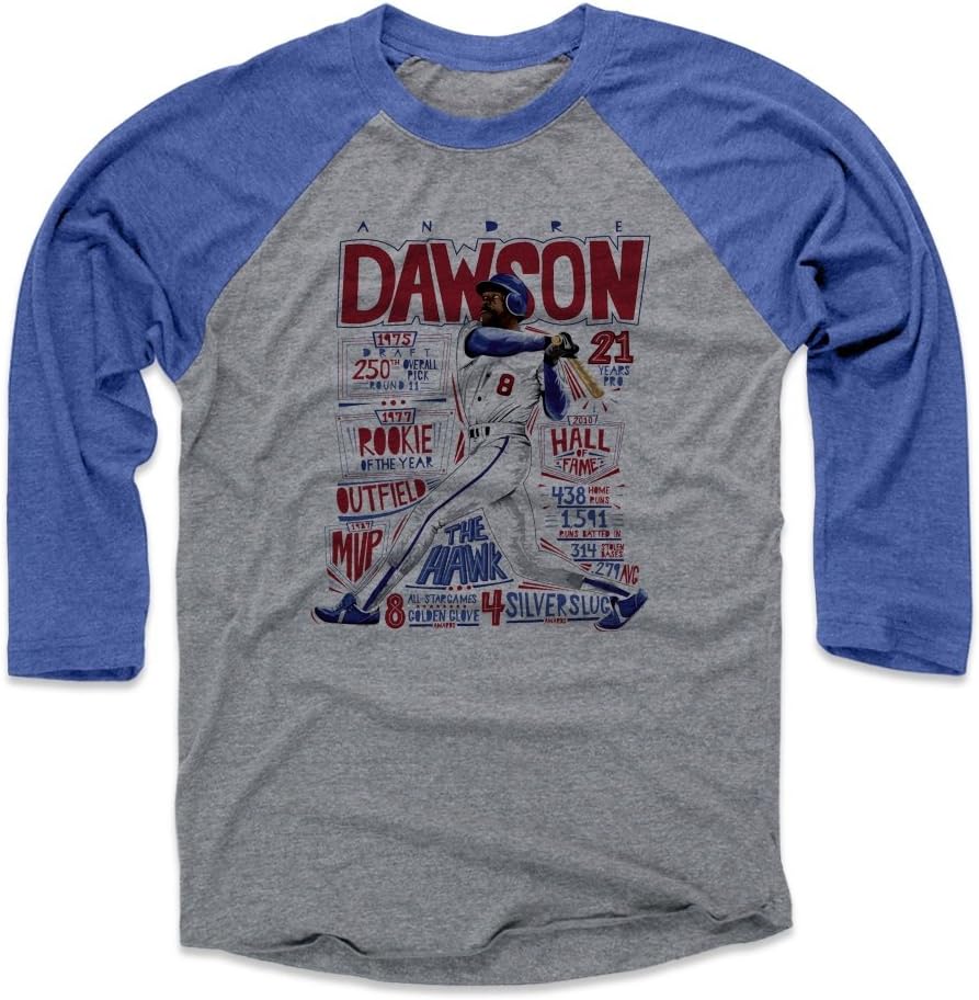 500 LEVEL Andre Dawson Shirt - Vintage Chicago Baseball Raglan Tee - Andre Dawson Stats