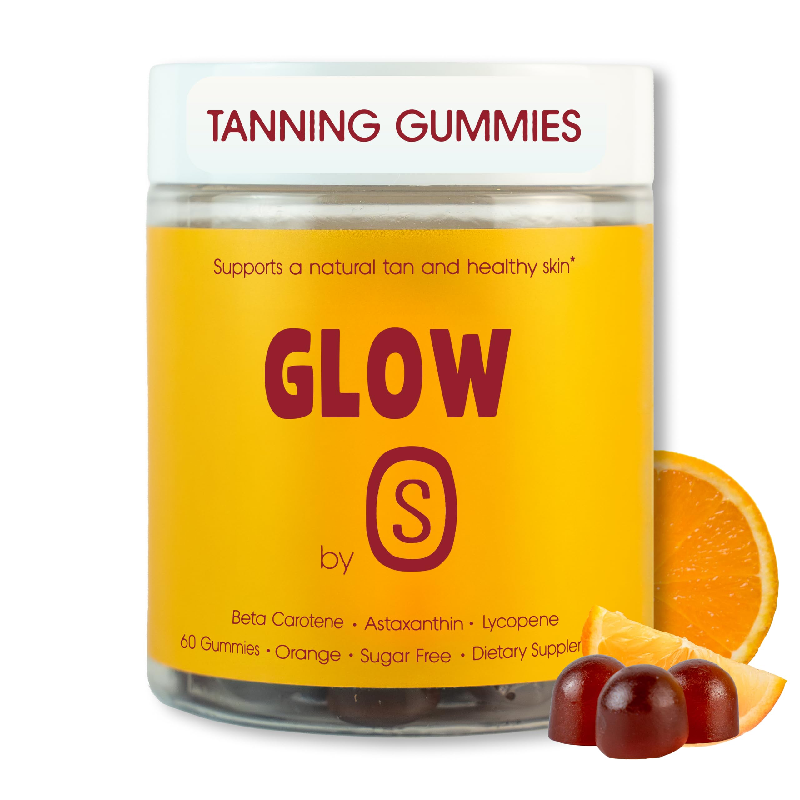Glow Tanning Gummies - Sunless Tanning Supplement with Beta Carotene, Astaxanthin, Lycopene, Hyaluronic Acid, Vitamin C & E - Tanning Pills for Face & Body, Sugar-Free, Vegan, Non-GMO, 60 Count 60 Count (Pack of 1)