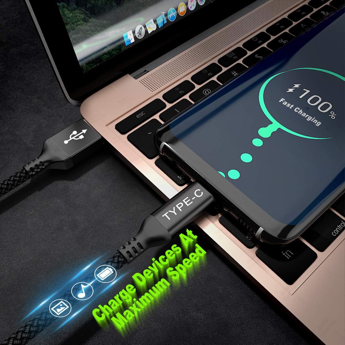 Elebase 3 Pack USB Type C Charger Cable 1.5/3.3/6.6FT and 3 Pack USB C to Type C 100W Cable 3.3/6.6/10FT for MacBook,iPad Pro 10 10th Air 4 5 Mini 6 6th Generation,Samsung Galaxy Z Flip Fold,Pixel image 5