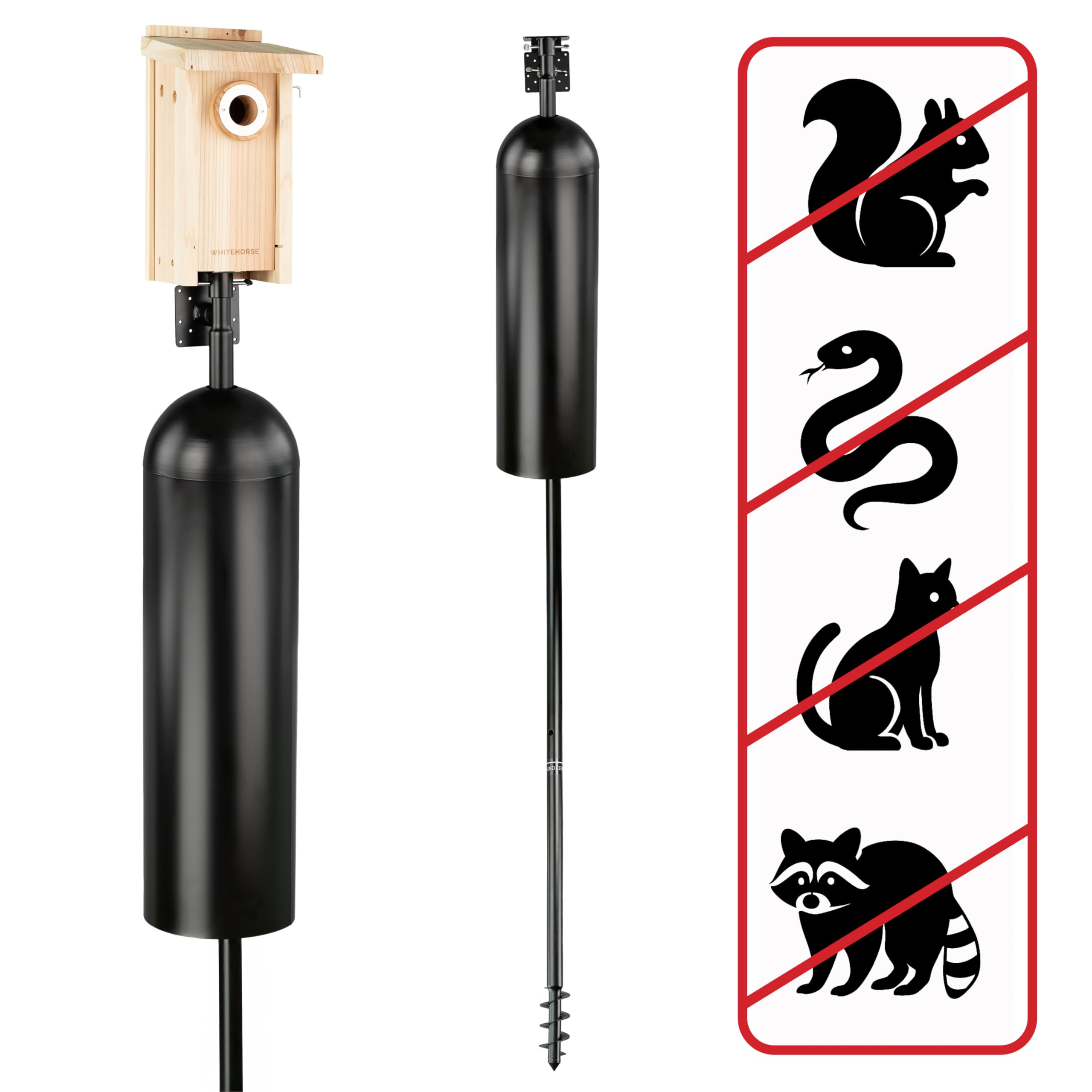 Photo 1 of WHITEHORSE Bird House Pole with Baffle- A Professional Squirrel Proof Bird Feeder Pole - Very Sturdy Against Strong Winds - Bird House Poles for Outdoors - Pole for Bird Feeders - Bluebird House Pole