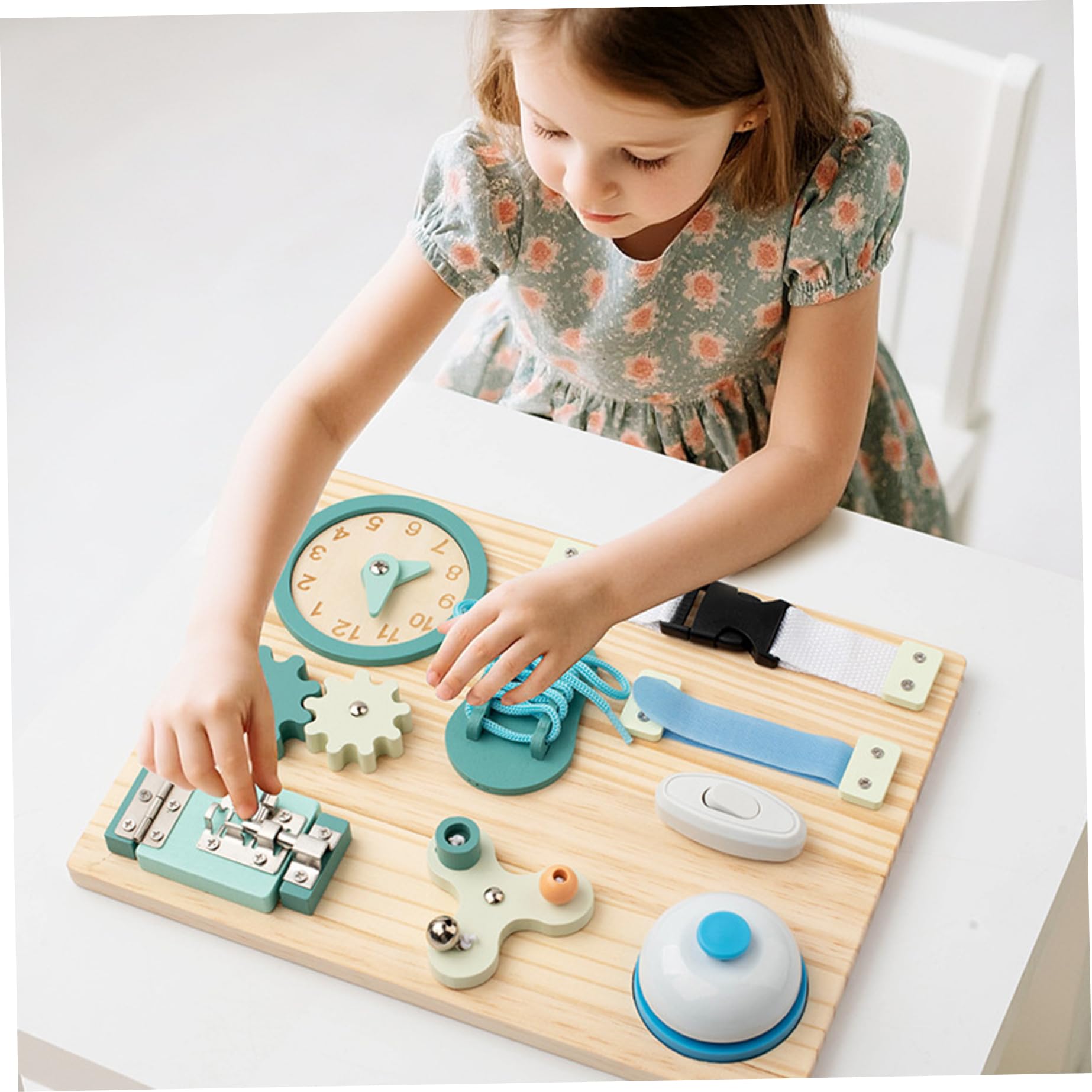 Tablero Ocupado de Madera de 9 vías para Habilidades motoras Finas, Juguetes Montessori, Bonita Mesa de Actividades para niños y niñas a Partir de 1 año