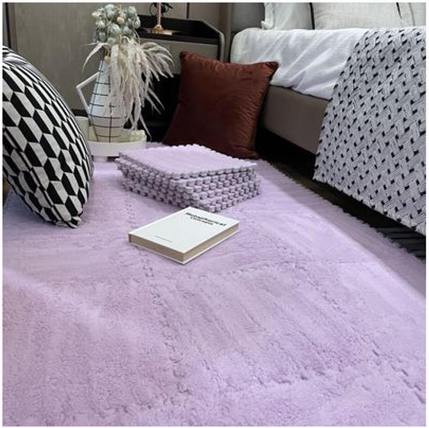 Pluszowa mata puzzlowa, Dywan z pluszowej pianki, wielokolorowy(Purple)