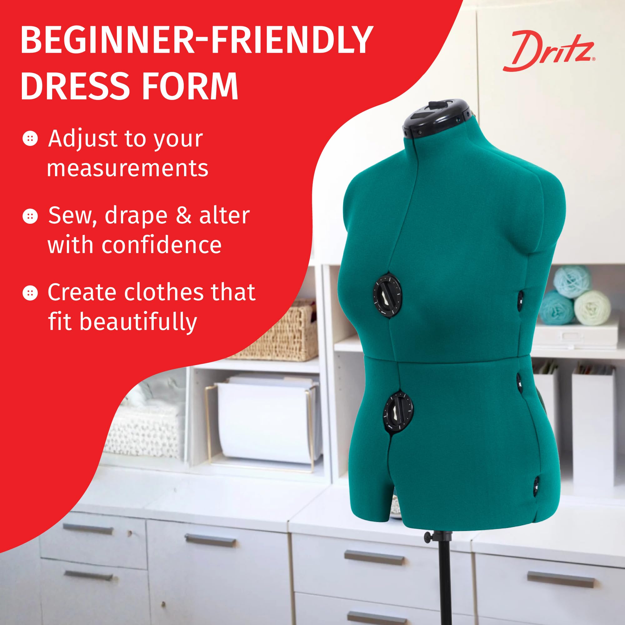 Dritz Sew You Adjustable Dress Form, Medium/Large Sizes, US 12-18