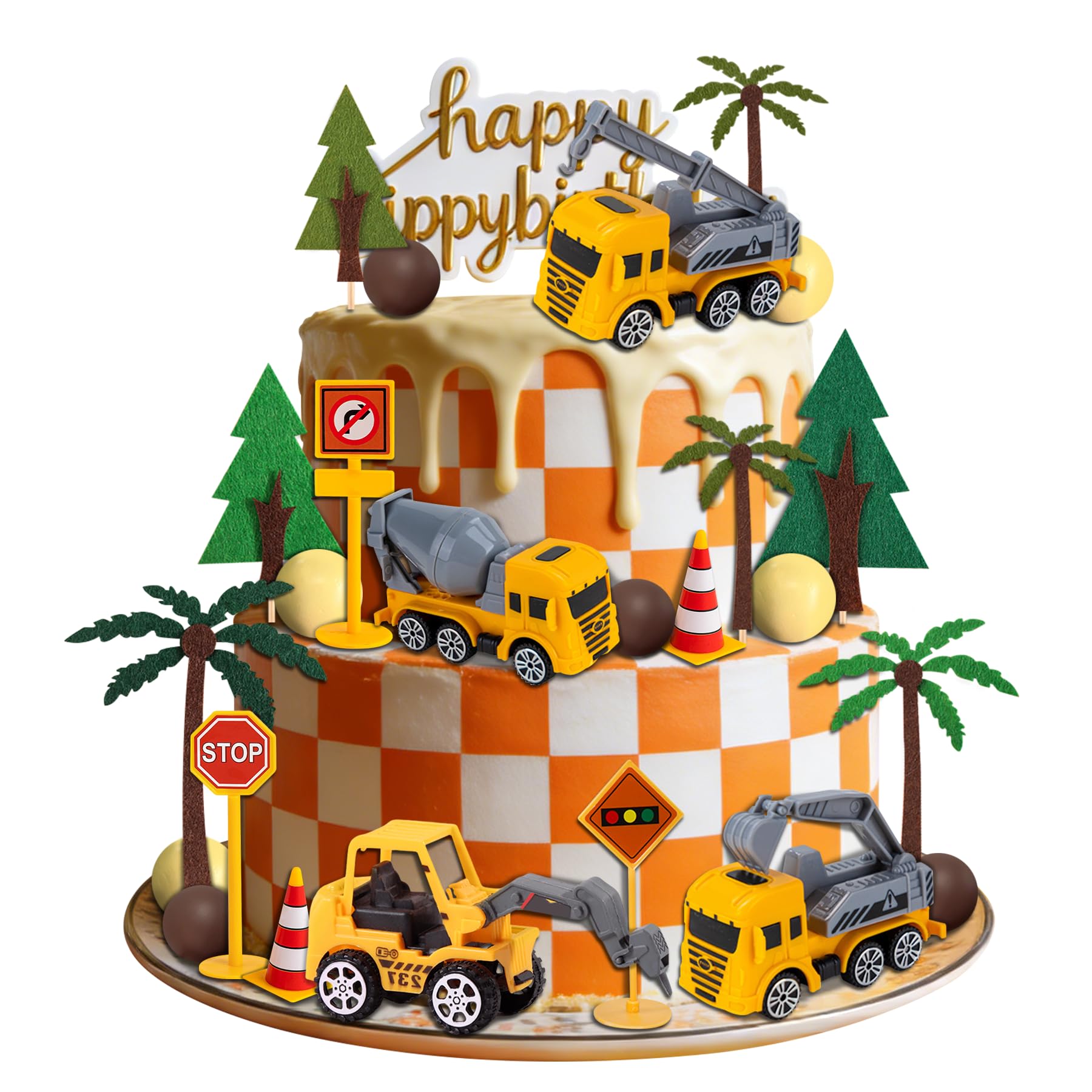 Construction Cake Toppers Vehicles Cake Decoration Excavator Birthday Decorations Construction Birthday Party Supplies