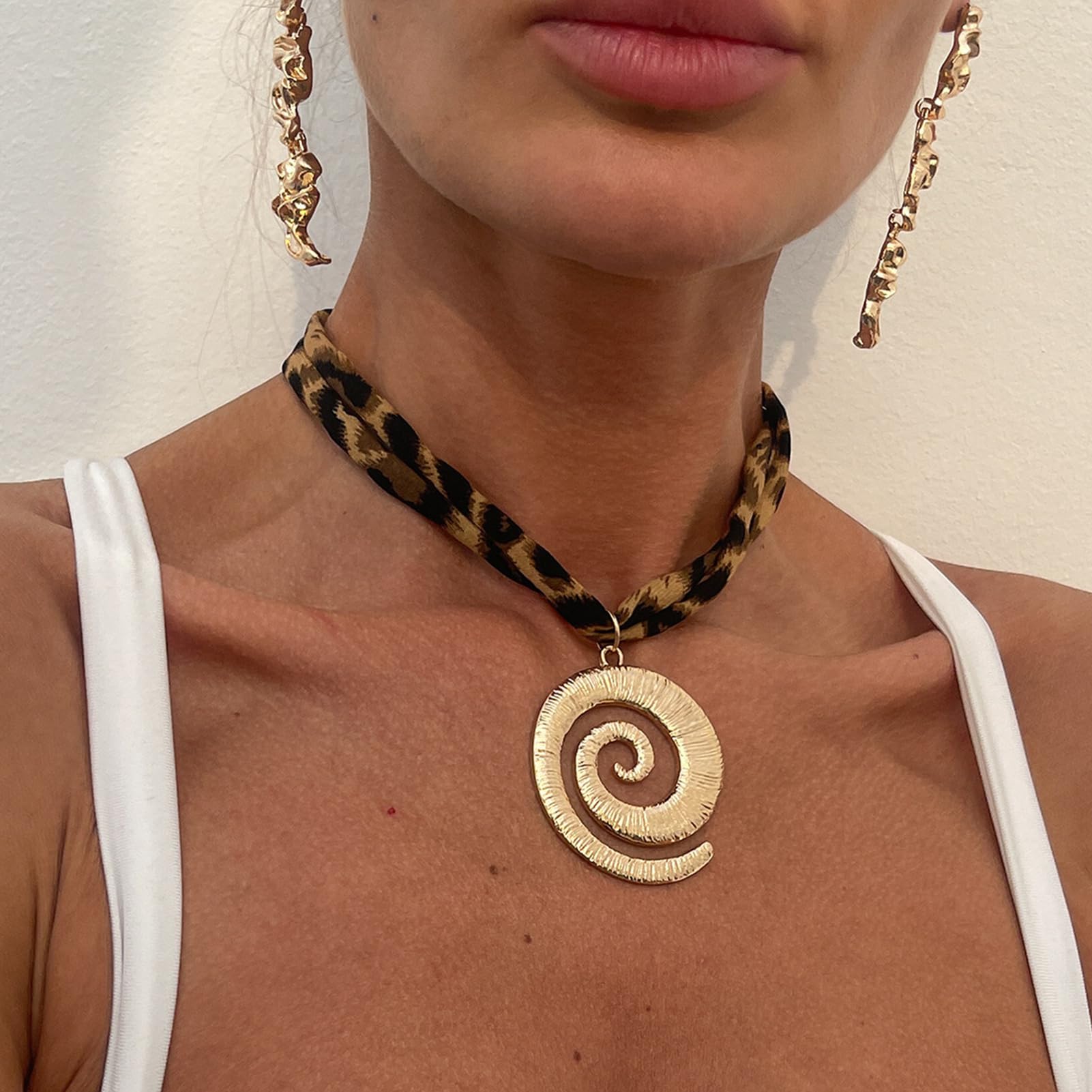 Collares para mujer | Cadena con colgante de concha de estrella de mar - Joyería de moda con estampado de leopardo para mujer, aniversarios, San Valentín, Día de la Madre, Navidad, playa, viajes