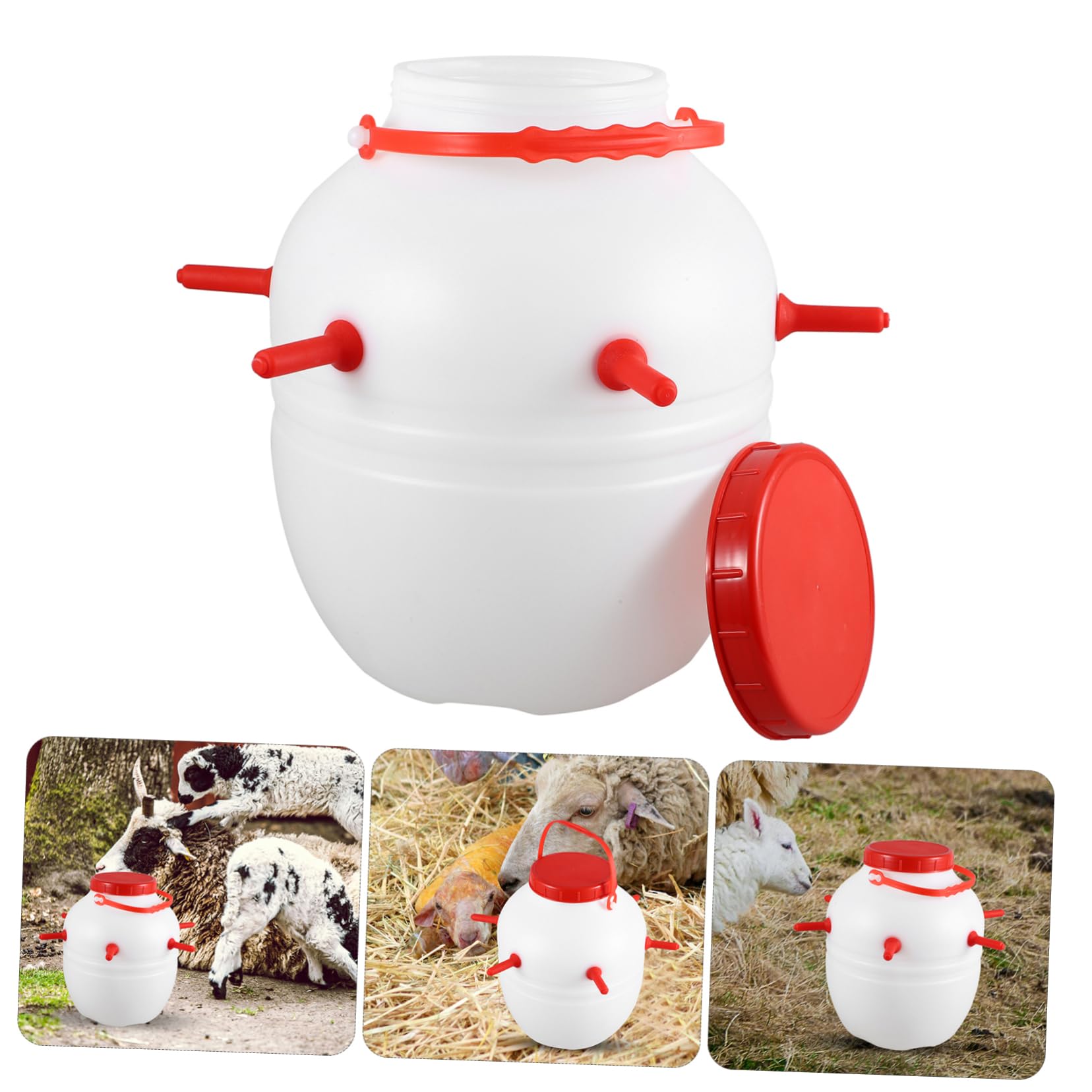 Biberón de para Corderos y Mascotas Botella de Alimentación Plástica Gruesa Resistente Alta Capacidad para Ovejas Perros Cerdos y Caballos con Tetinas