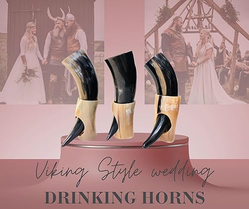 Miniatura 9 de Tazas de cuerno vikingo de 10 onzas  Tazas hechas a mano de cuerno real de 9 a 12 pulgadas para vino, cerveza, cáliz nórdico de THOR LOTR estilo