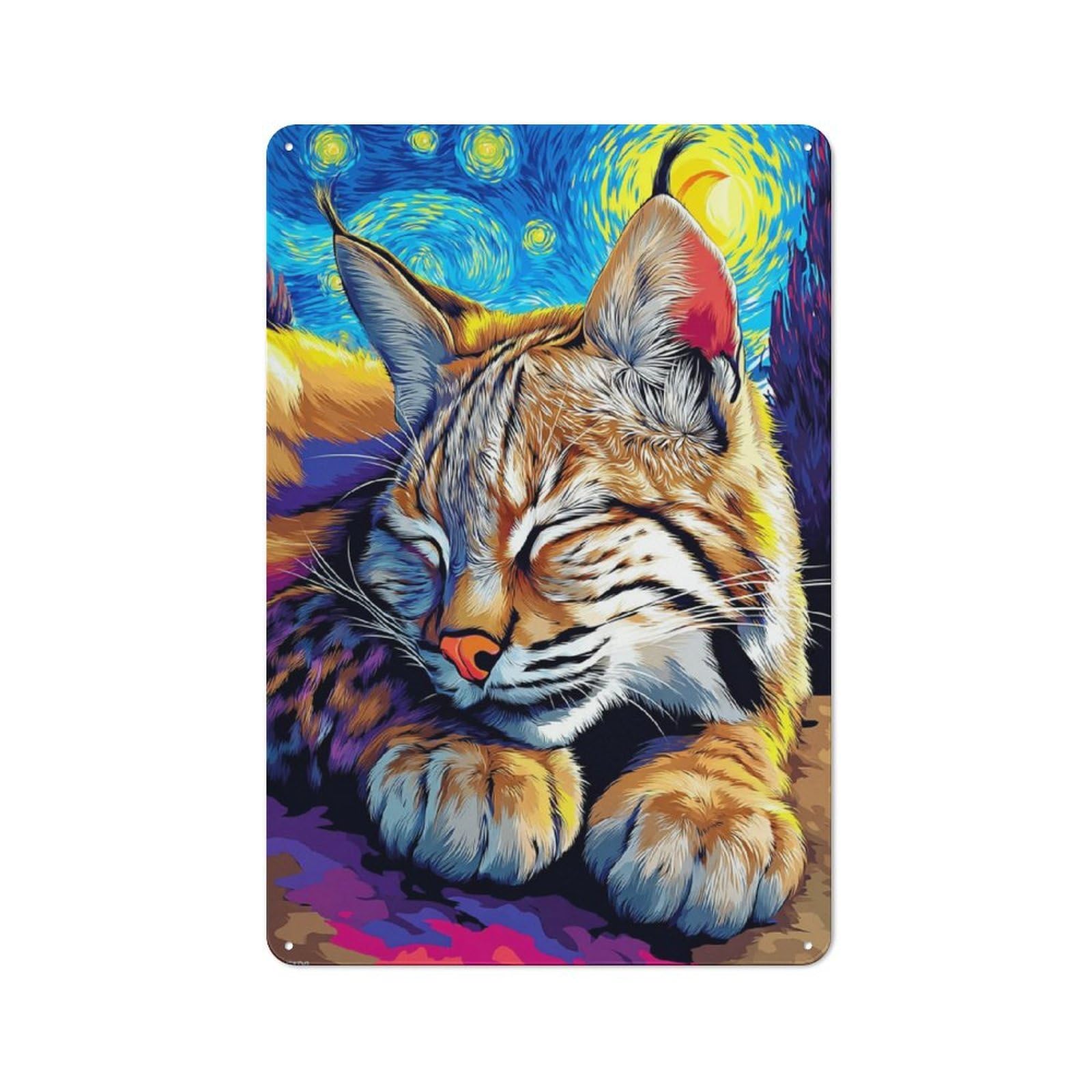 Junmoney Starry Night Cat Dreamscape -1 Farmhouse Metal Sign With Design 30X20cm, Rustic Rustic Kitchen Decor For Dining Room, Cafe, Entryway Or Family Room