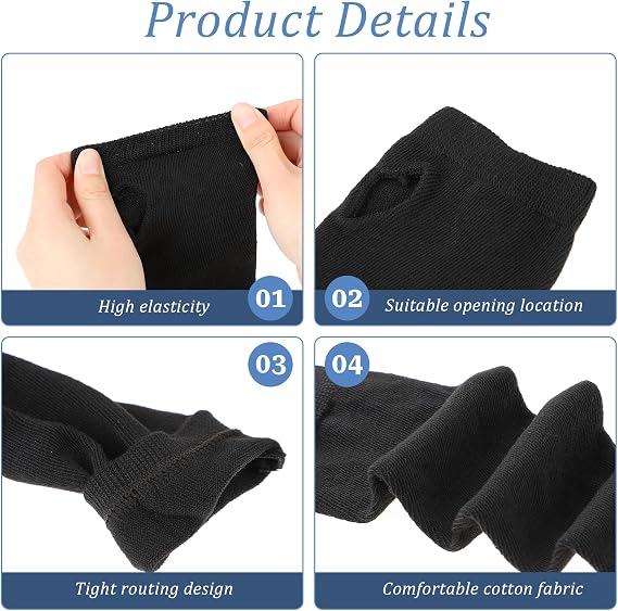 4 Pieces Arm Cast Cover, Elastic Fingerless Arm Cast Covers Removable Cast Shower Cover Arm Black Arm Sling Covers Washable Arm Wrist Elbow Cast Wound Scratcher Protector Sleeves for Arm Bath Shower