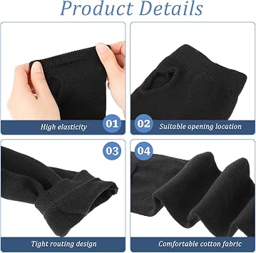 4 Pieces Arm Cast Cover, Elastic Fingerless Arm Cast Covers Removable Cast Shower Cover Arm Black Arm Sling Covers Washable Arm Wrist Elbow Cast Wound Scratcher Protector Sleeves for Arm Bath Shower