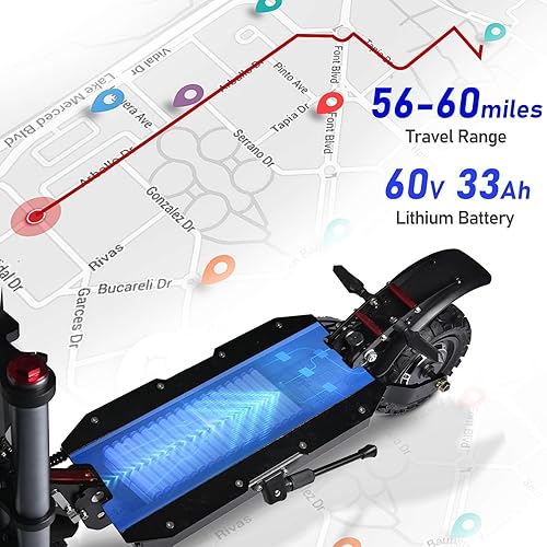Miniatura 6 de TIFGALOP Adult Electric Scooter 5600W Dual Motor, Maximum Speed 50mph Range 55-65 Miles, Commuter Electric Scooter can be Folded