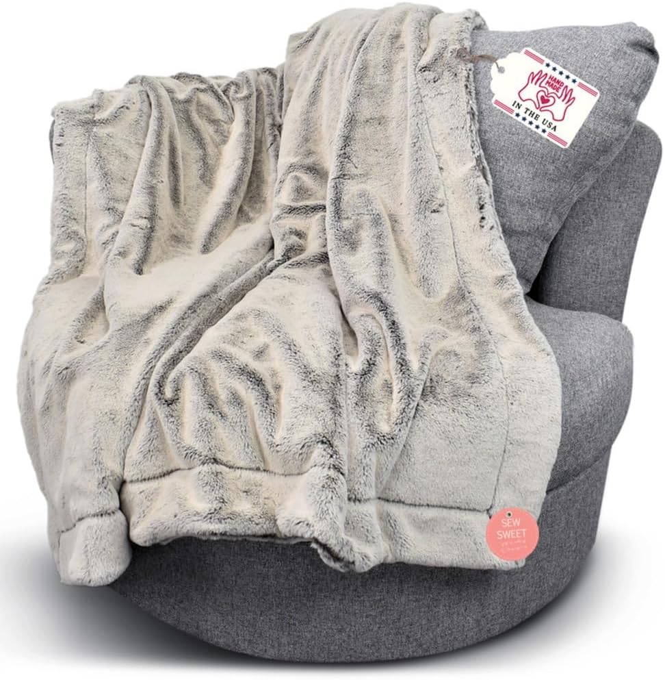 OMG Casey Luxurious Ultra Soft Minky Blanket, Baby Seal in Chocolate Almond Frost, 60x82" Super Soft Fluffy Throw, Throw Blanket for Couch, Bed, Sofa, Premium Quality Handmade in the USA