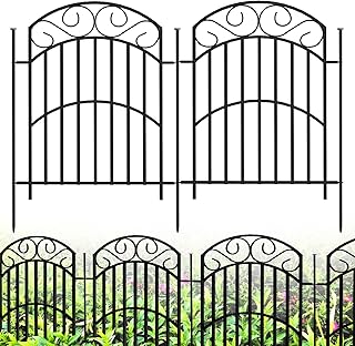 10 Panels Decorative Garden Fence, 32in(H)×22.5Ft(L) Heavy Duty Metal Outdoor Dog Fence Rustproof Square Tube No Dig Animal Barrier Border Fencing for Temporary Yard Patio Landscape