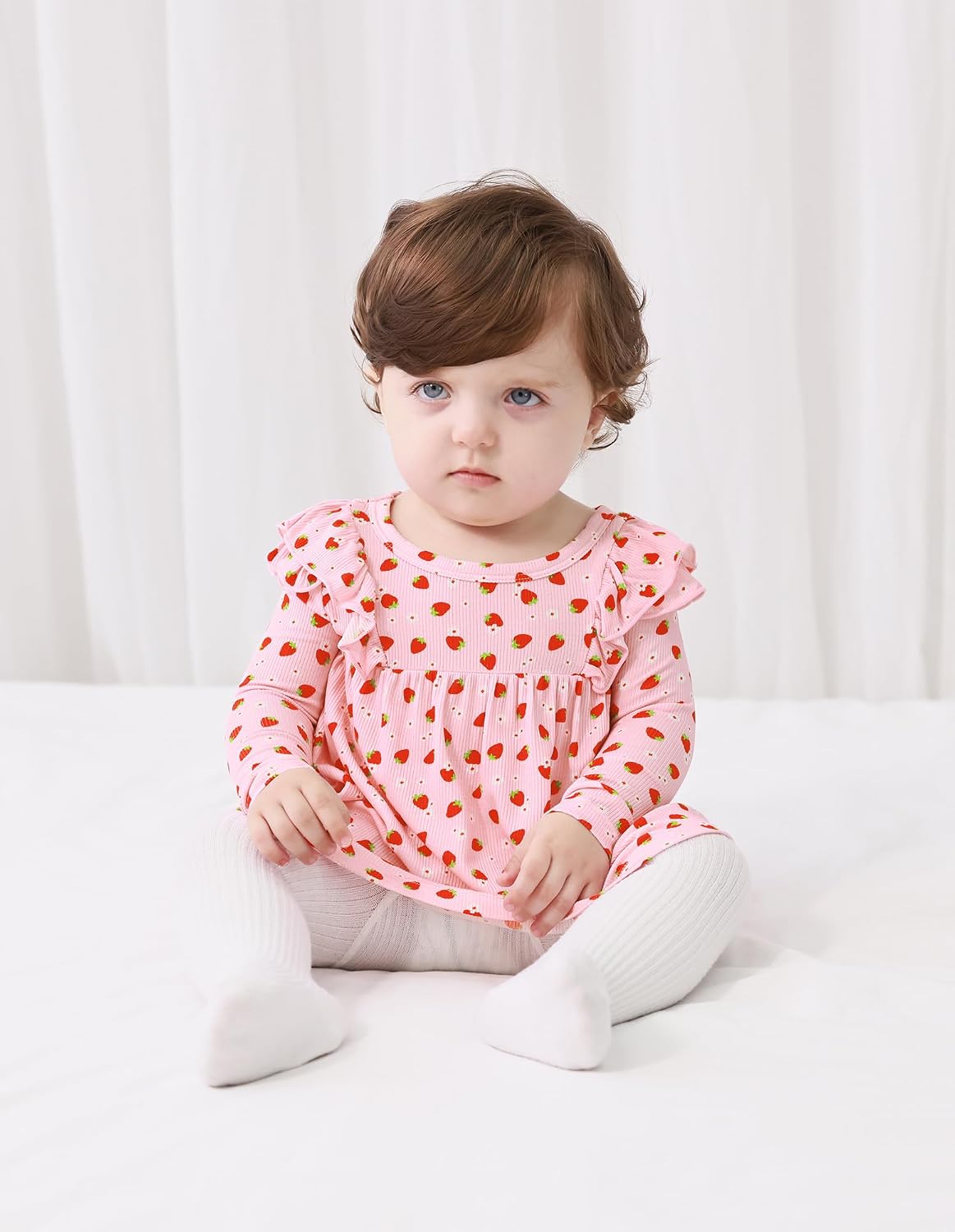Toddler Girl Long Sleeve Shirt Infant Girls Tees Blouses Print Ruffled Tshirts Outfit Tops 2-5T