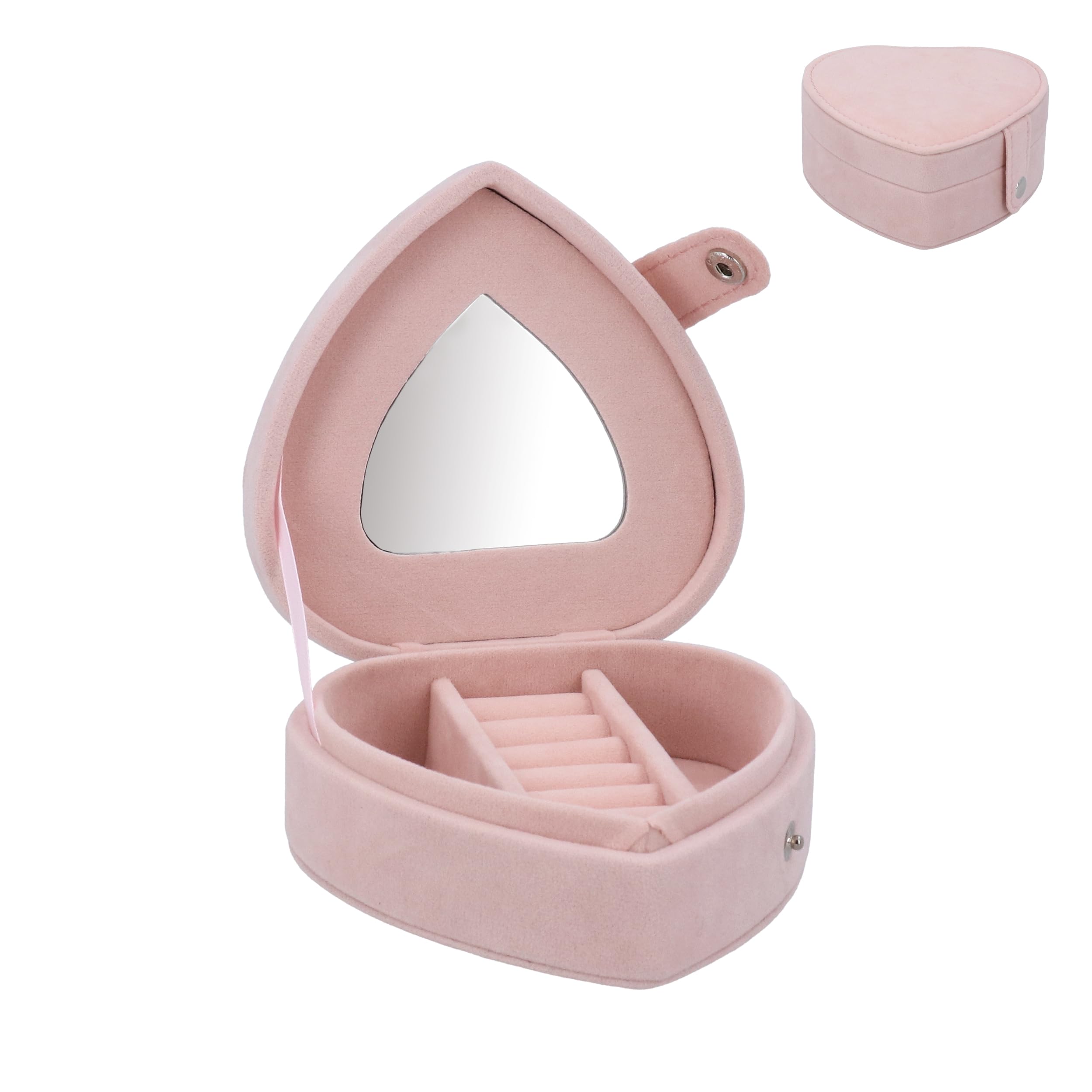 Gisela Graham Heart Shaped Velvet Jewellery Box, Small, Jewellery Storage (Pink)