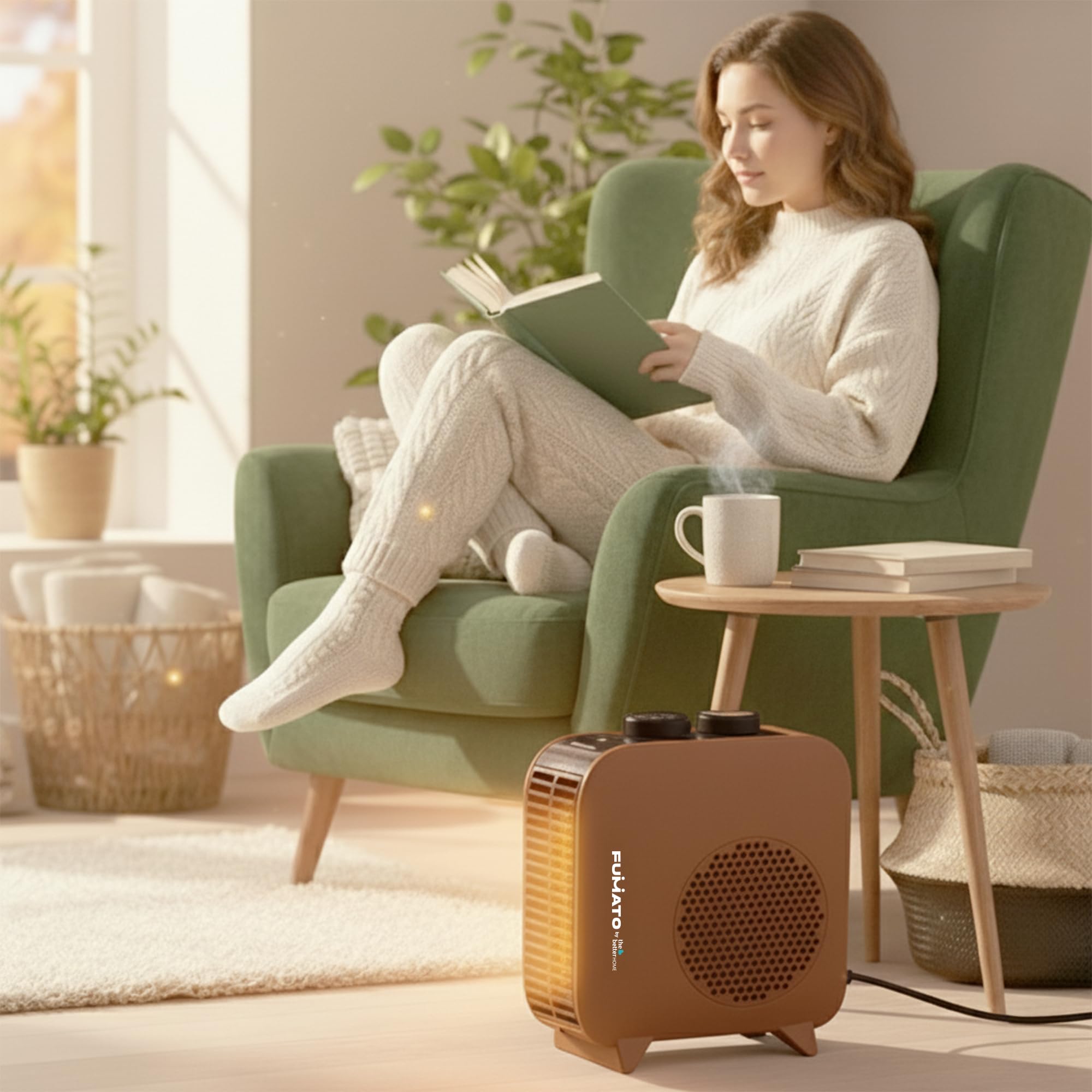 The Better Home Fumato 2000 W Room Heater (Fan-Blower) | Portable Heater for Bedroom & Home | Dual Placement Vertical/Horizontal | Thermal Cut-Out + Fuse Safety | Brown | 1-Year Warranty