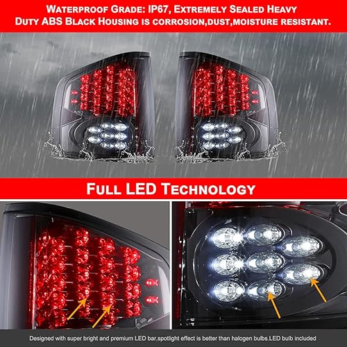 Miniatura 3 de Nixon Offroad Luces traseras para Chevrolet Chevy S10 1994-2004 / GMC Sonoma 1994-2004 / Isuzu Hombre 1996-2000 Lámparas traseras LED de repuesto