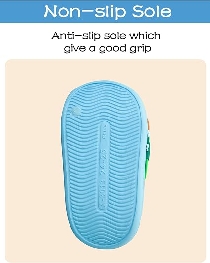 Chaussures De Douche Enfant Dinosaure | Pantoufles Antidérapantes | Salle De Bain & Plage | Taille 24-35 EU | Maeau