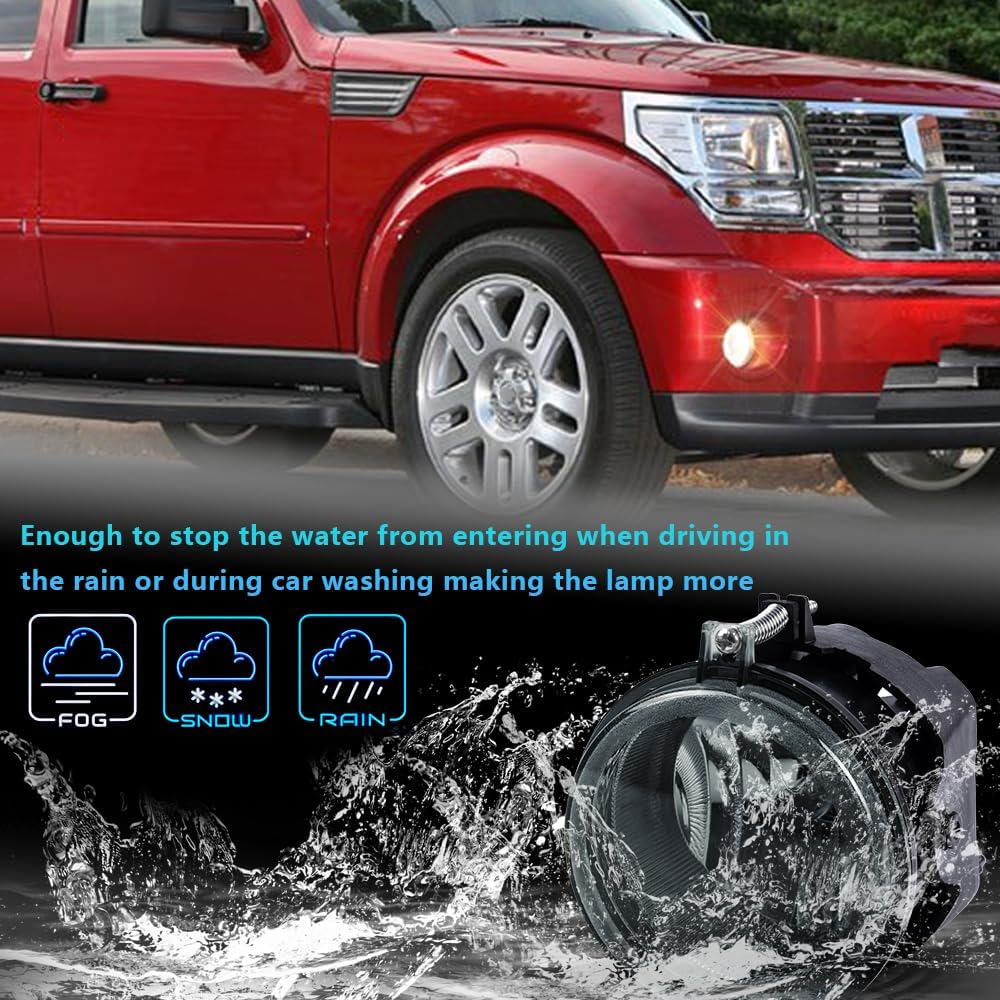 PIT66 Front Bumper Fog Lights Assembly Compatible with 2006-2009 Dodge Charger/Compatible with 2008-2010 Dodge Challenger with Bulbs Bumper Driving Fog Lamps Smoky Lens