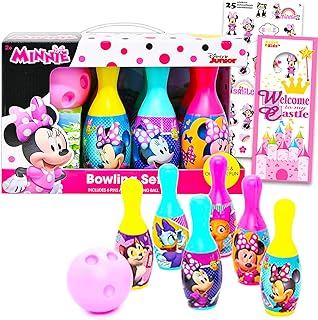 Disney Minnie Mouse Toys Games Activities - Minnie Mouse Playset Bundle with Minnie Mouse Bowling Set Plus Minnie Stickers, More | Minnie Mouse Party Favors