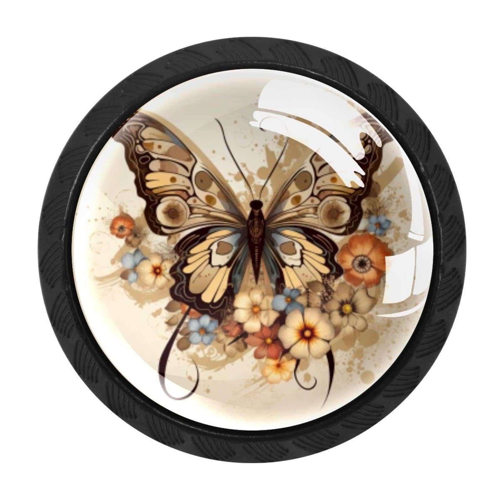 Chenzzzz Multicolored 02 4 Pack Cabinet Knobs Black Drawer Knobs Round Kitchen Cabinet Knobs Butterfly Cabinet Handles Hardware Dresser Knobs And Pulls For Bathroom Cabinets