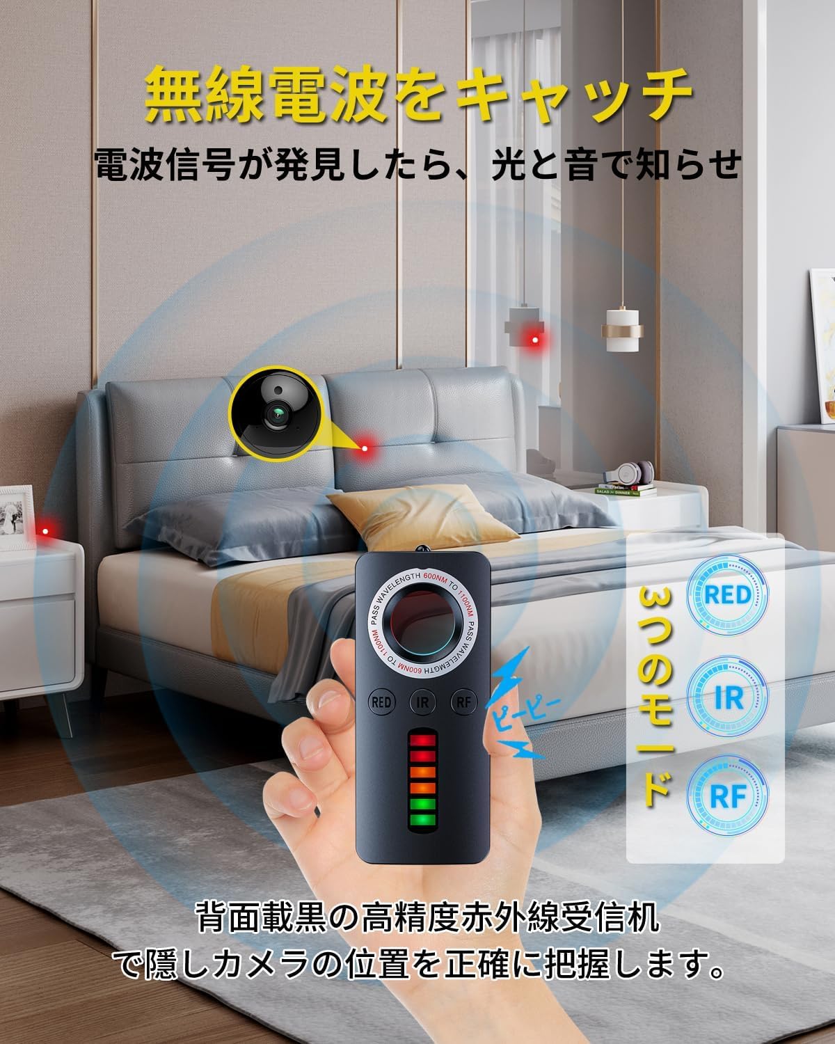 Amazon.co.jp: 盗聴器発見機【2026年革新型∙で盗聴・盗撮波をスキャン