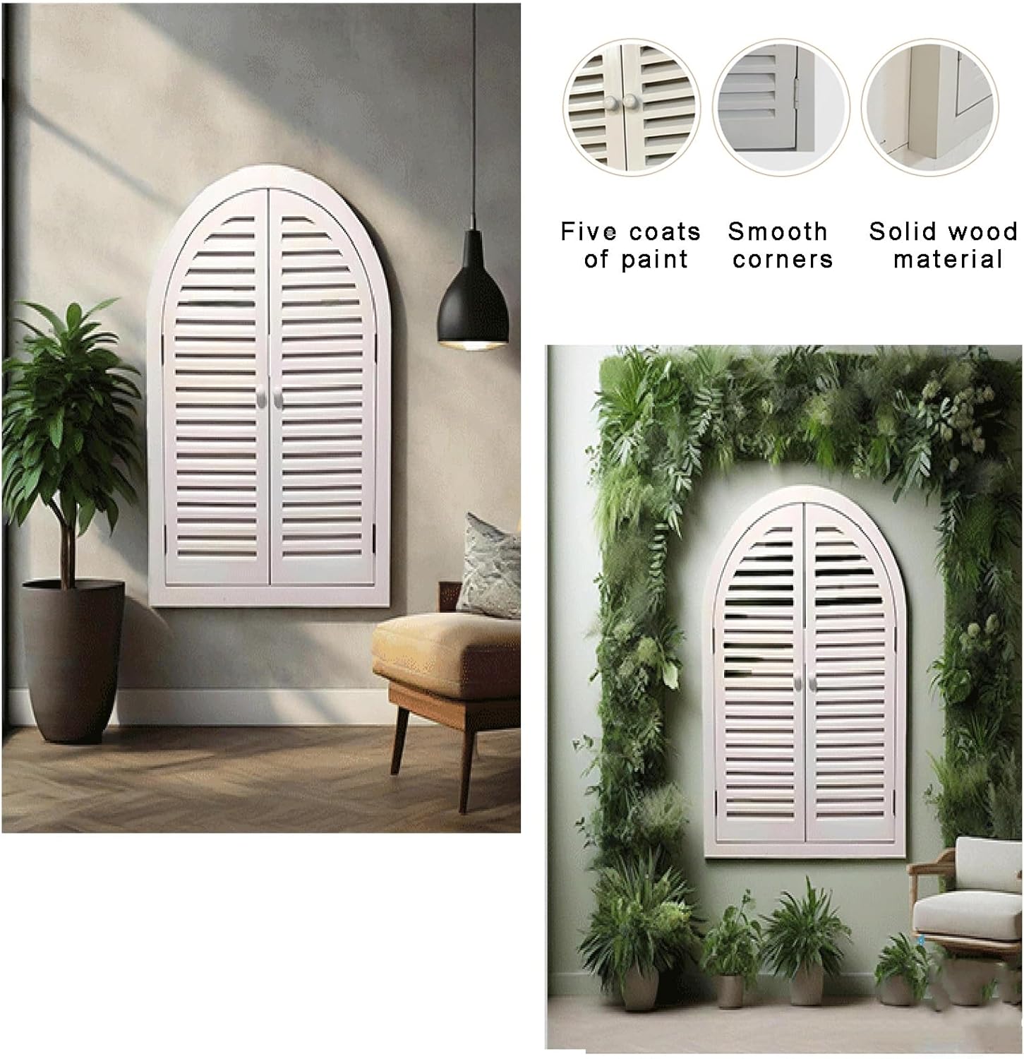 French Rubberwood Imitation Window Use for Covering Walls in Living Rooms/Shops Photography Props Outward-Opening Design Shutter Windows 26x37.4