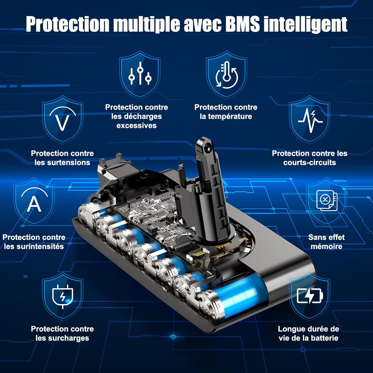 Batterie pour Dyson V10, Batterie de Remplacement Compatible avec V10 Animal Absolute Fluffy Motorhead SV12 Aspirateur