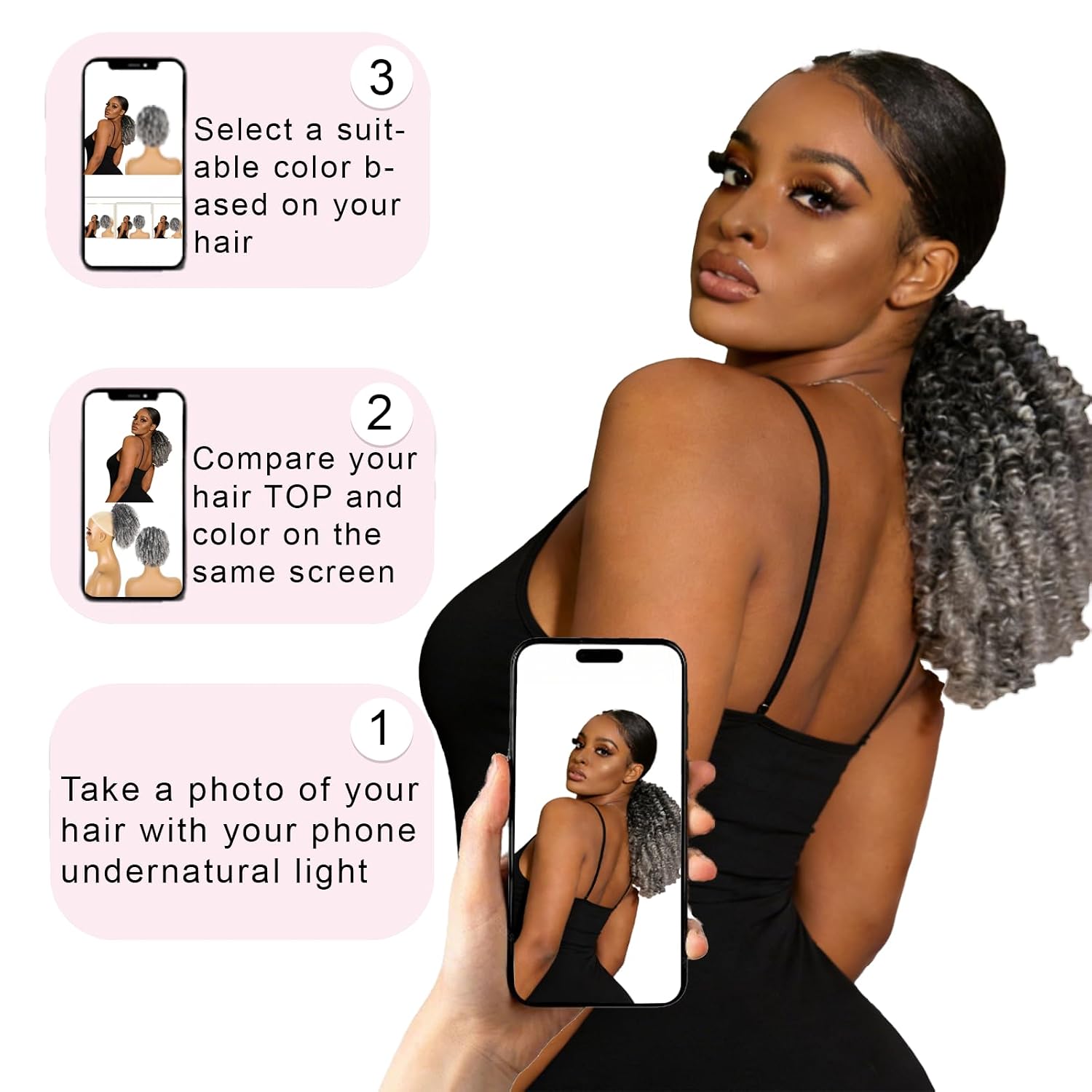 Drawstring Puff Ponytail Extension Protective Style 10 Inch Short Afro Deep Kinky Curly Pony Tails Hairpieces No Glue Easy Install Soft Tangle-Free Synthetic Hair Full Bouncy Style for Daily Gray