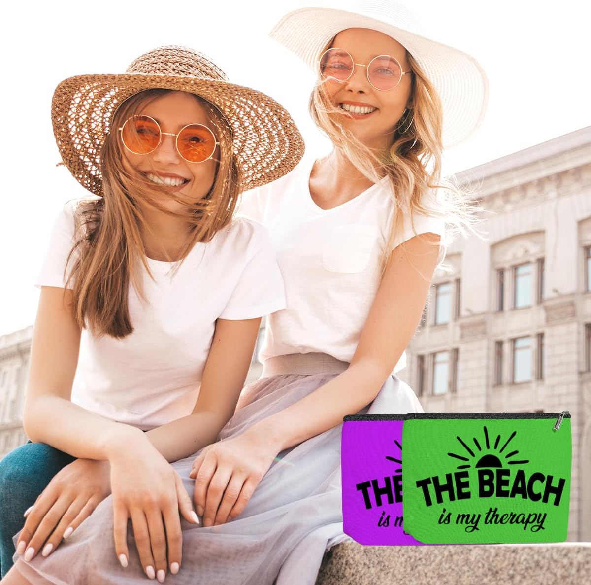 4PCS Beach Makeup Bag, Cute Cosmetic Bags for Women, Beach Accessories Travel Toiletry Bag Girls Trip Girls Weekend Gifts for Women Friend Sister Bridal Shower Bachelor Party Vacation Friendship - Image 5